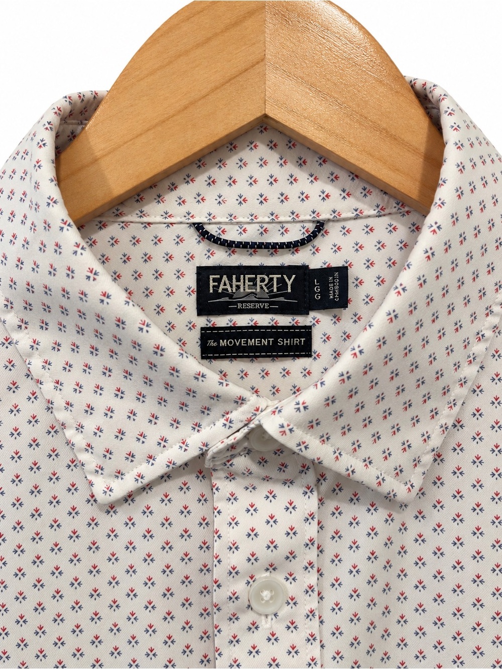 🖤 Men’s Clean & Classic | Faherty Movement Printed Short Sleeve Shirt L